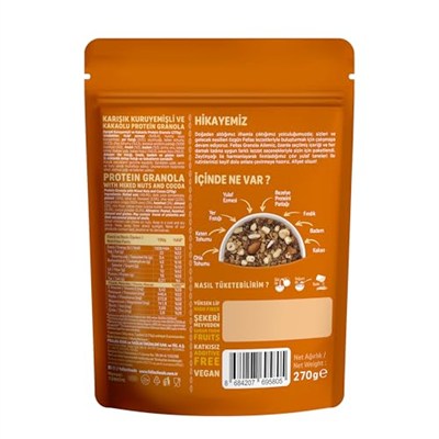 Fellas Protein Granola Karışık Kuruyemiş ve Kakao 270 gr 3lü paket