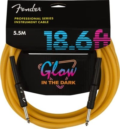 Fender® »GLOW IN THE DARK - CABLE« Instrumenten-Kabel - 5.5m - Farbe: Orange