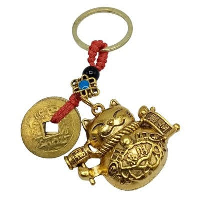 Feng Shui Şans Parası Maneki Neko Metal Anahtarlık No.2