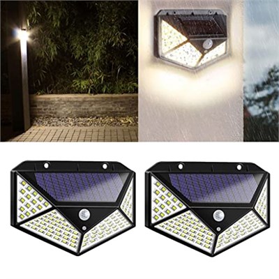 Fenteer Solar lamba 100 LED PIR hareket sensörlü dış duvar lambası IP65 bahçe teras - 2 adet