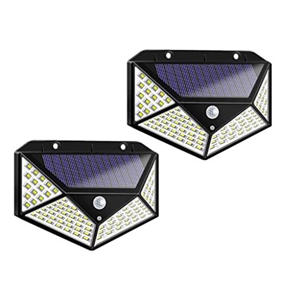 Fenteer Solar lamba 100 LED PIR hareket sensörlü dış duvar lambası IP65 bahçe teras - 2 adet
