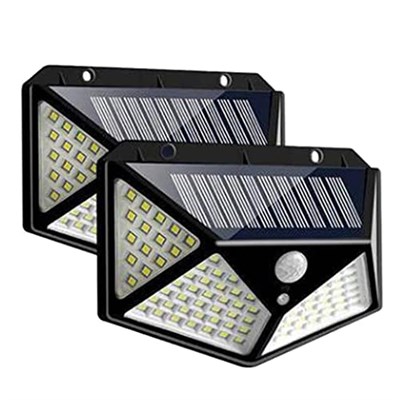 Fenteer Solar lamba 100 LED PIR hareket sensörlü dış duvar lambası IP65 bahçe teras - 2 adet