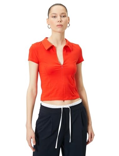 Fermuarlı Polo Tişört Kısa Kollu Slim Fit