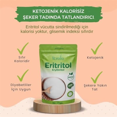Fibrelle 400 g Eritritol 1 paket. Keto/Ketojenik/Vegan diyete uygundur.