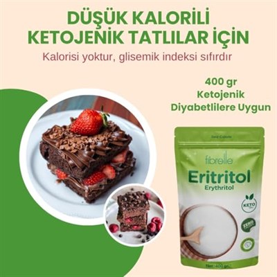 Fibrelle 400 g Eritritol 1 paket. Keto/Ketojenik/Vegan diyete uygundur.