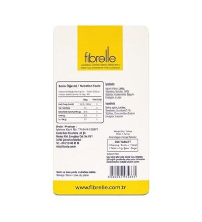 Fibrelle Sukraloz Tablet Tatlandırıcı 300lük Kutu