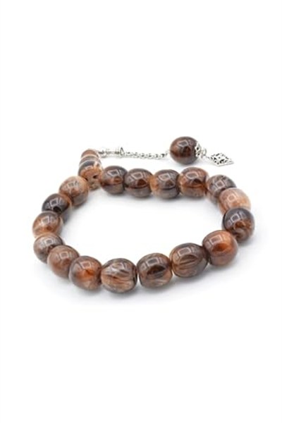 Fıçı Kesim Hareli Kahverengi Sıkma Kehribar Efe Maskot Tesbih