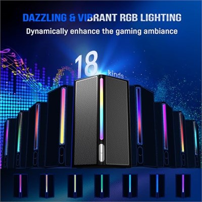 FIFINE AmpliGame A22 RGB Gaming Hoparlör - Subwooferlı PC Ses Sistemi - 3.5mm AUX Girişli - Masaüstü ve TV Uyumlu