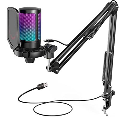 Fifine Ampligame A6T Twitch - Youtuber - Gamer - Tiktok - Yayıncı USB Mikrofon Seti (Siyah)