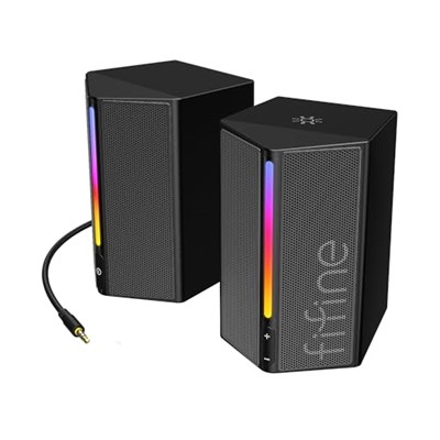 FIFINE Bilgisayar hoparlörü, RGBli masaüstü bilgisayar hoparlörleri, ses kontrolü, oyun hoparlörleri USB ile çalışan, 3,5 mm Aux ses kablosuyla çalışır, dizüstü bilgisayar monitörü, telefon