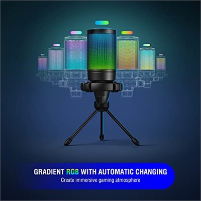 FIFINE PC oyun mikrofonu, USB mikrofon, yayın podcast stüdyosu için, mikrofon standı ve sessize alma tuşlu, PS4 PS5 Mac için