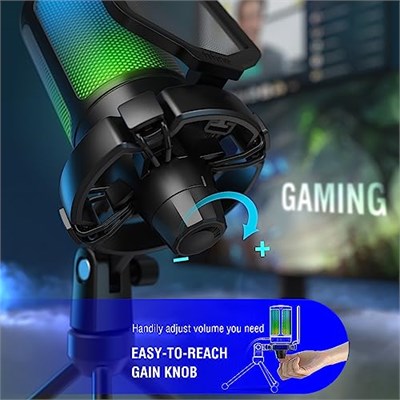 FIFINE PC oyun mikrofonu, USB mikrofon, yayın podcast stüdyosu için, mikrofon standı ve sessize alma tuşlu, PS4 PS5 Mac için