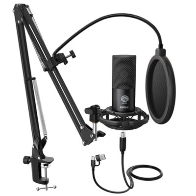 FIFINE Stüdyo Kondansatör USB Mikrofon Bilgisayar PC Mikrofon Kiti Ayarlanabilir Makas Kol Standı Şok Montaj Enstrümanlar Ses Kaydı Podcasting YouTube Karaoke Oyun Akışı - T669