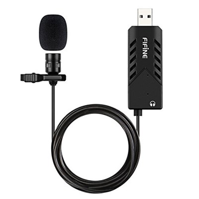 FIFINE TECHNOLOGY USB Yaka Mikrofon, Klipsli Kardiyot Kondansatörlü Bilgisayar Mikrofonu Tak ve Çalıştır USB Mikrofon, PC ve Mac-K053 için Ses Kartı