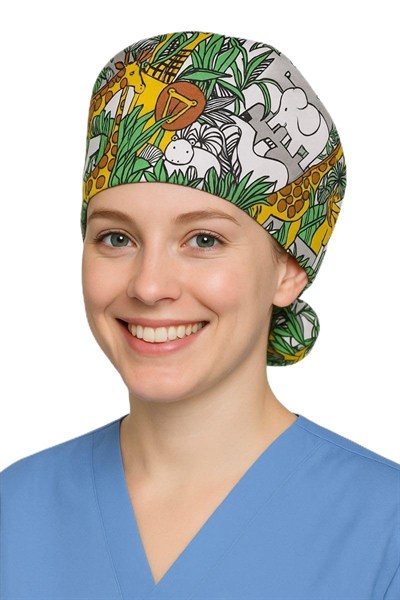 Fil Desenli Doktor Hemşire Aşçı Cerrahi Bone Hastane Bone Bandana M018