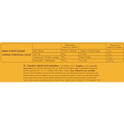 Filiz Yumurtalı Uzun Erişte Makarna 350 g.