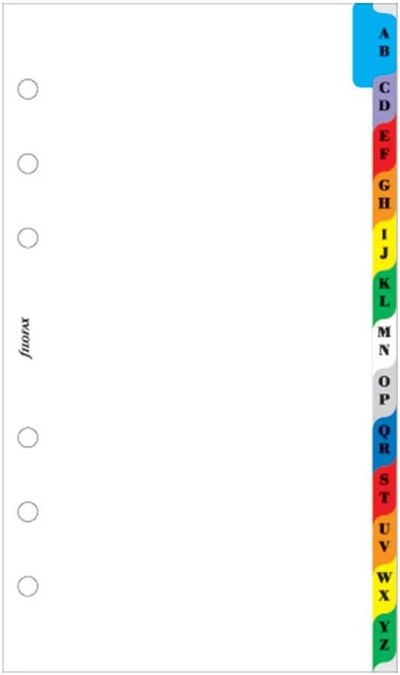 Filofax 131608 A-Z – separatör, 2 harfler Pro Tab, renkli