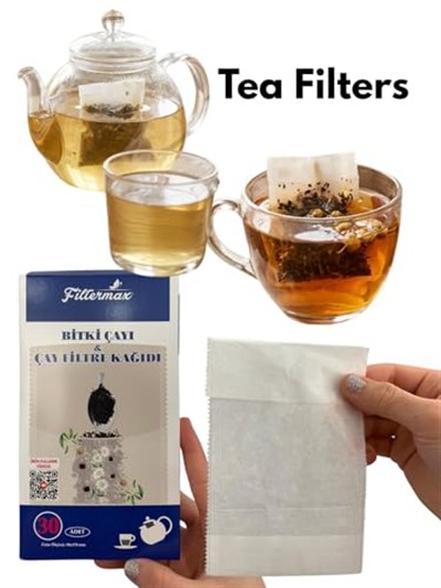 Filtermax Çay Demleme Poşeti, Bitki Çayı Filtre Kağıdı, 30 Adet, 9x19 cm, Ev Ofis Seyahat için Tek Kullanımlık Süzgeç 17x9 cm