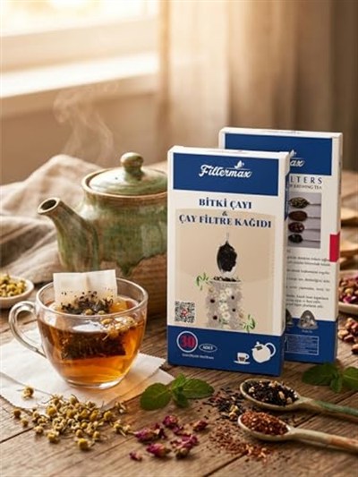 Filtermax Çay Demleme Poşeti, Bitki Çayı Filtre Kağıdı, 30 Adet, 9x19 cm, Ev Ofis Seyahat için Tek Kullanımlık Süzgeç 17x9 cm