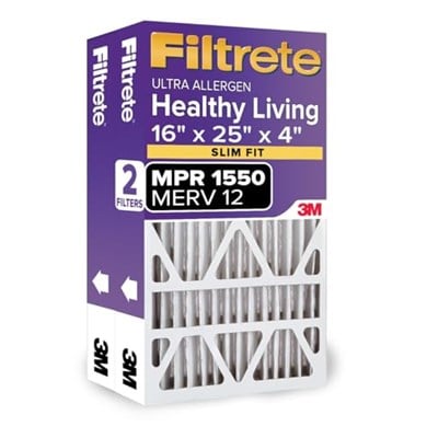 Filtrete 16x25x4 (SlimFit), AC Fırın Hava Filtresi, MPR 1550 DP, Sağlıklı Yaşam Ultra Alerjen Derin Pili, 2li Paket (gerçek ölçüler 15,5 - Seçenekler: 16x25x4(SlimFit), 16x25x4 - SLIM FIT, 20x20x4...