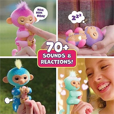 Fingerlings İnteraktif Bebek Maymun Dokunmaya Tepki Veriyor - 70+ Ses ve Tepki - Harmony (Pembe)