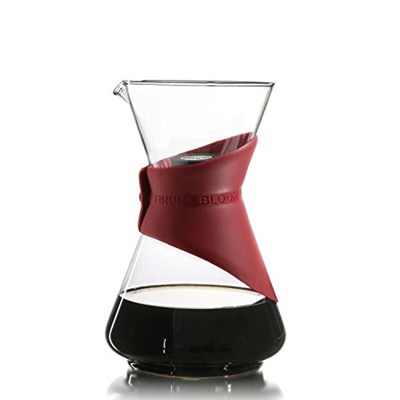 Finum BLOOM AND FLOW - Kaffeebrüher mit Glaskaraffe, Kaffeebereiter, Handbrüh Kaffee, Kaffeezubereiter, Filterkaffee, Pour Over, Kaffeeaufbereiter aus Glas mit Filter, Kaffeekessel, BPA-frei - Rot