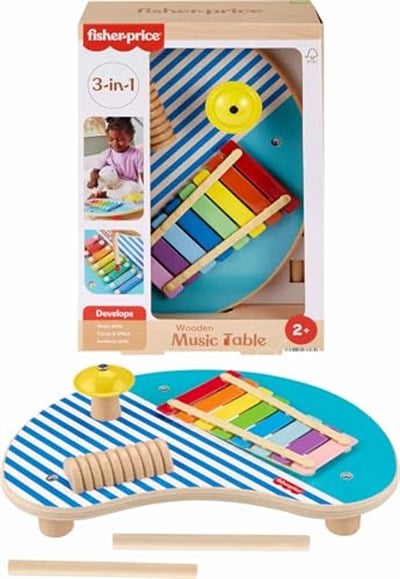 Fisher-Price Ahşap Müzik Keyfi 3 ahşap parçadan oluşan Fisher-Price Ahşap Müzik Keyfi ve oyuncak perküsyon enstrümanları HXT91