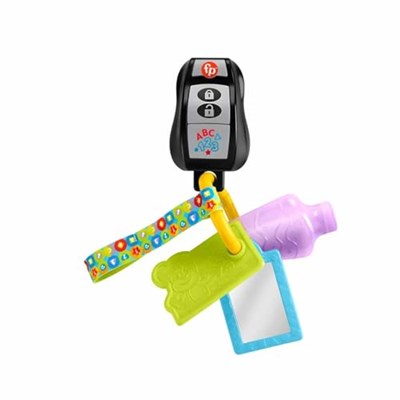 Fisher-Price Birden fazla dil desteğiyle 6 ay ve üzeri bebekler için müzik çalan, dişlik ve ayna içeren Eğlen ve Öğren Eğlenceli Aktivite Anahtarı, HWY40