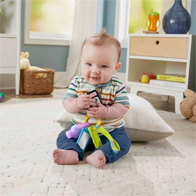 Fisher-Price Birden fazla dil desteğiyle 6 ay ve üzeri bebekler için müzik çalan, dişlik ve ayna içeren Eğlen ve Öğren Eğlenceli Aktivite Anahtarı, HWY40