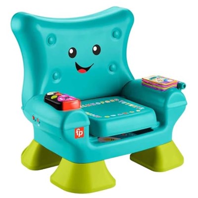 Fisher-Price Birden fazla dil desteğiyle yürüme çağındaki 1 yaş ve üzeri çocuklar için ışıklar, şarkılar ve aktiviteler içeren, turkuaz renkli koltuk şeklinde eğitici oyuncak, JGK94