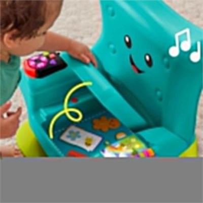 Fisher-Price Birden fazla dil desteğiyle yürüme çağındaki 1 yaş ve üzeri çocuklar için ışıklar, şarkılar ve aktiviteler içeren, turkuaz renkli koltuk şeklinde eğitici oyuncak, JGK94