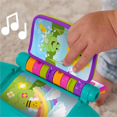 Fisher-Price Birden fazla dil desteğiyle yürüme çağındaki 1 yaş ve üzeri çocuklar için ışıklar, şarkılar ve aktiviteler içeren, turkuaz renkli koltuk şeklinde eğitici oyuncak, JGK94