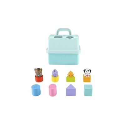 Fisher-Price Hayvan Dostlarımın Çantası Fisher-Price Şirin Dostlar Hayvan Dostlarımın Çantası, bebekler ve yürüme çağındaki çocuklar için şekil eşleştirme oyuncağı, 8 blok HTW93