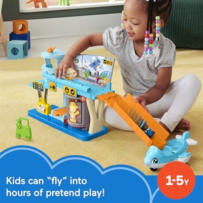 Fisher-Price Little People Eğlenceli Havaalanı Fisher-Price Little People Eğlenceli Havaalanı, uçak ve 3 oyun aksesuarı, bebekler için oyun seti HTJ26