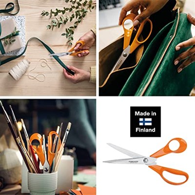Fiskars El sanatları, dikiş ve ofis işleri için evrensel makas, Klasik, Uzunluk: 21 cm, Sağ elini kullananlar için, Turuncu, 1005148