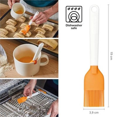 Fiskars Silikon fırça, uzunluk: 19 cm, plastik/silikon, turuncu/beyaz, fonksiyonel şekil, 1023614 - Seçenekler: Silikon fırça, Makarna kaşığı, Süzgeç kaşığı, Silikon pense