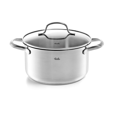 Fissler San Francisco/Paslanmaz Çelik Tencere (3,3 L - Ø 20 cm) Cam Kapaklı Tencere, Dökme Kenarı, Ölçüm Ölçeği - Endüksiyon - Seçenekler: 1,9 L - Ø 16 cm, 3,3 L - Ø 20 cm, 5.3 liters