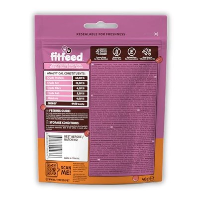 fitfeed Freeze-Dried Çiğ Dana Ciğer & Havuç Köpek Ödül Maması 40g