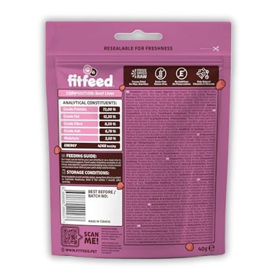 fitfeed Freeze-Dried Çiğ Dana Ciğer Kedi Ödül Maması 40g