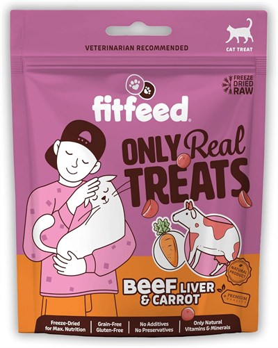 fitfeed Freeze-Dried Çiğ Dana Ciğer&Havuç Kedi Ödül Maması 40g