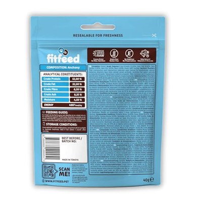 fitfeed Freeze-Dried Çiğ Hamsi Kedi Ödül Maması 40g