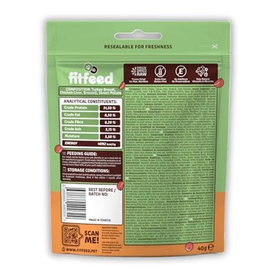 fitfeed Freeze-Dried Çiğ Hindi&Tatlı Patates Köpek Ödül Maması 40g