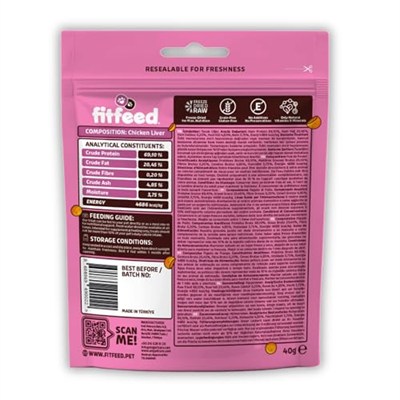 fitfeed Freeze-Dried Çiğ Tavuk Ciğer Kedi Ödül Maması 40g