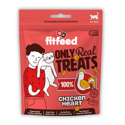 fitfeed Freeze-Dried Çiğ Tavuk Yürek Kedi Ödül Maması 40g