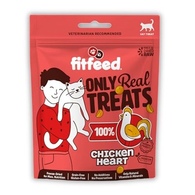fitfeed Freeze-Dried Çiğ Tavuk Yürek Kedi Ödül Maması 40g