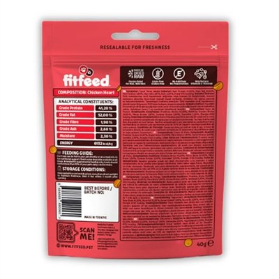 fitfeed Freeze-Dried Çiğ Tavuk Yürek Kedi Ödül Maması 40g