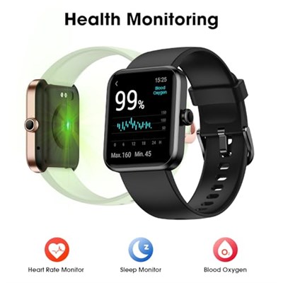 Fitness İzleyici Saat, Kalp Atış Hızına Sahip Adım İzleyici, Kan Oksijen Uyku Monitörü, 5ATM Su Geçirmez Pedometre, Adım Kalori Sayacı, Spor için Sağlık Fitness İzleyici, Kadın Erkek Aktivite