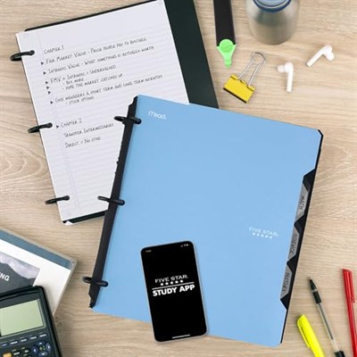 Five Star Flex Hibrit Not Defteri, 1 İnç Sekmeli, Defter ve 3 Halkalı Klasör Hepsi Bir Arada, Mavi (29328AD2)