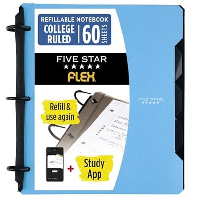 Five Star Flex Hibrit Not Defteri, 1 İnç Sekmeli, Defter ve 3 Halkalı Klasör Hepsi Bir Arada, Mavi (29328AD2)