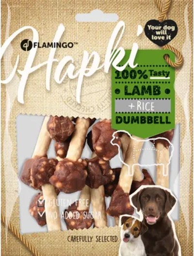 Flamingo Hapki Kuzu Etli ve Pirinçli Dumbel Köpek Ödülü 150 Gr